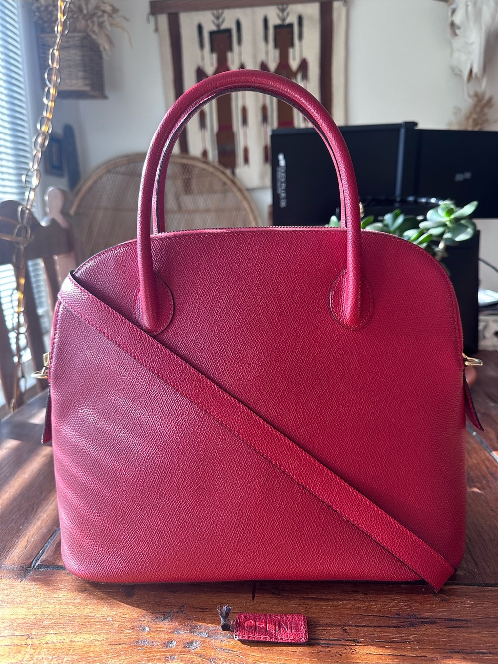 *VINTAGE* Celine dome two way leather bag